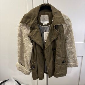 Stylish Olive Green and Cream Jacket Anthropologie Hei Hei XS